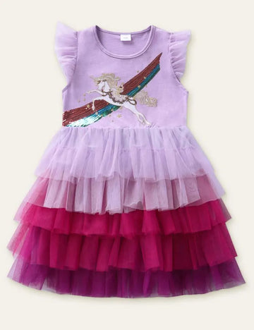 Unicorn Embroidered Mesh Party Dress - Mini Taylor